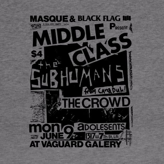 Black Flag / Subhumans / Adolescents Punk Flyer by Punk Flyer Archive